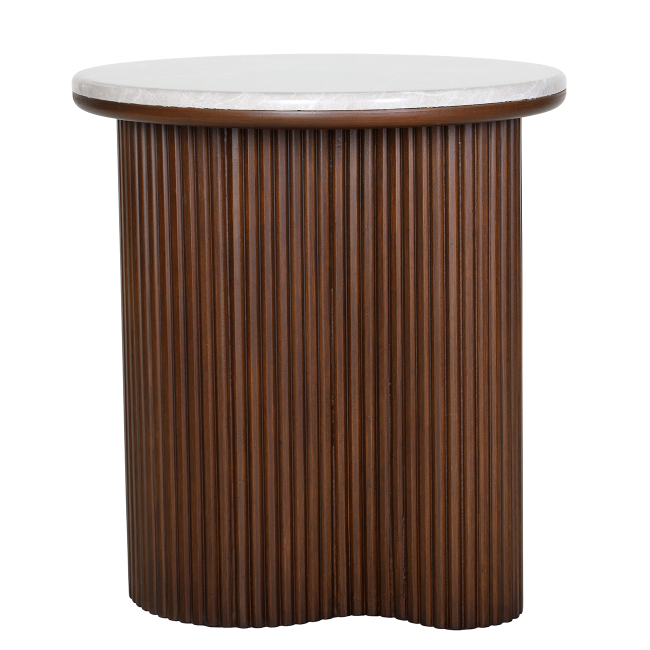 Whitwell Marble Top Fluted Wood Side Table 55cm hover image