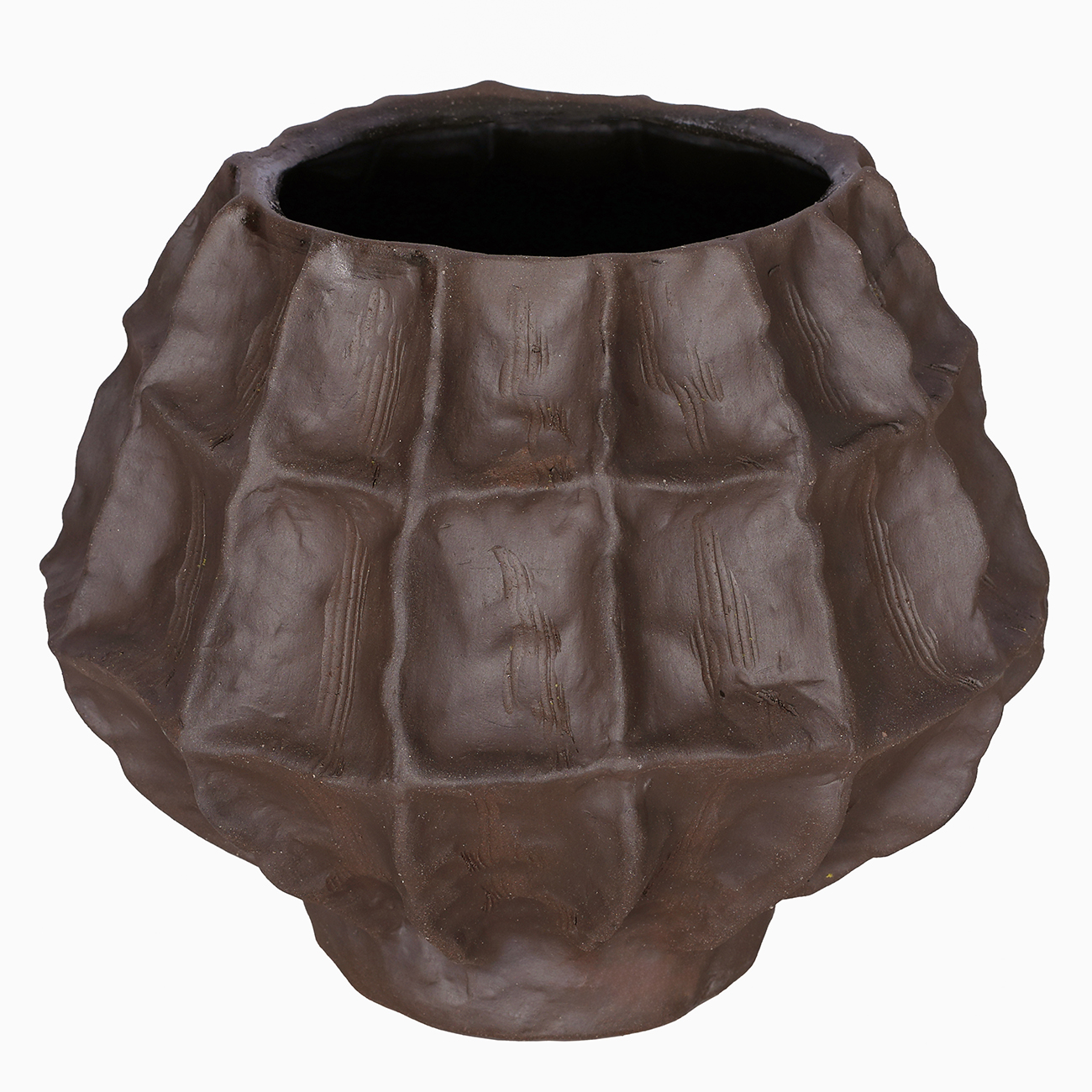 Kova Brown Textured Ceramic Round Vase
