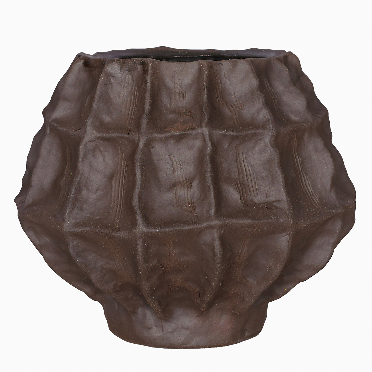 Kova Brown Textured Ceramic Round Vase hover image