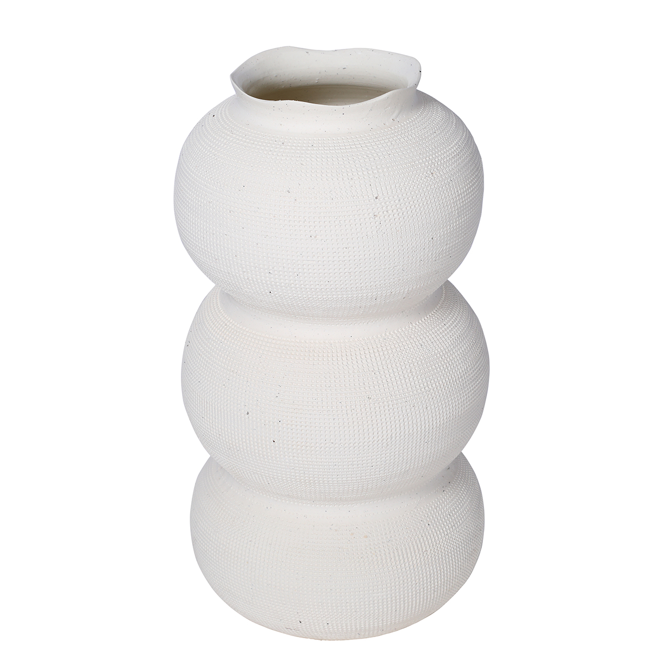 Rhea White Textured Ceramic Triple Bulb Vase Large