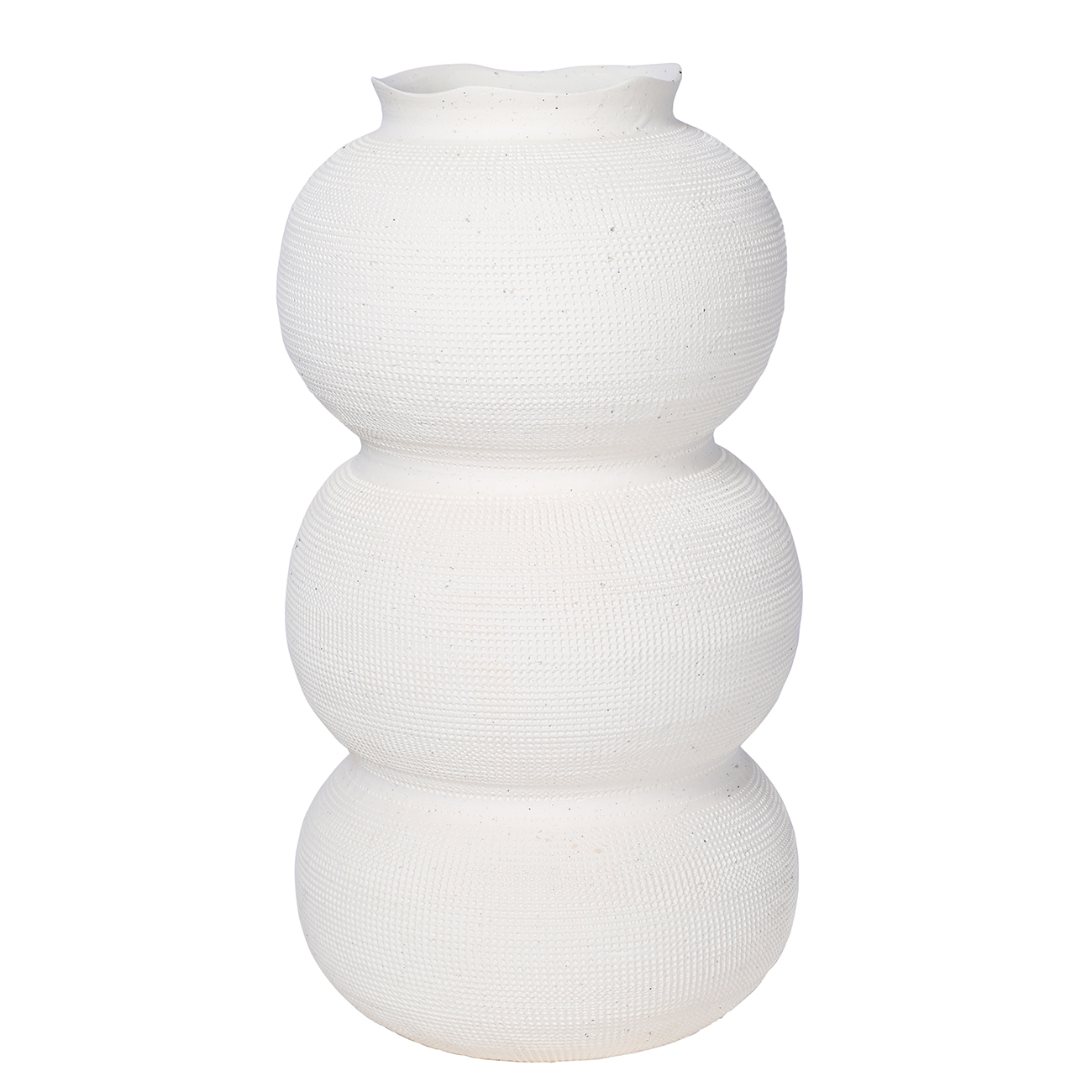 Rhea White Textured Ceramic Triple Bulb Vase Large hover image
