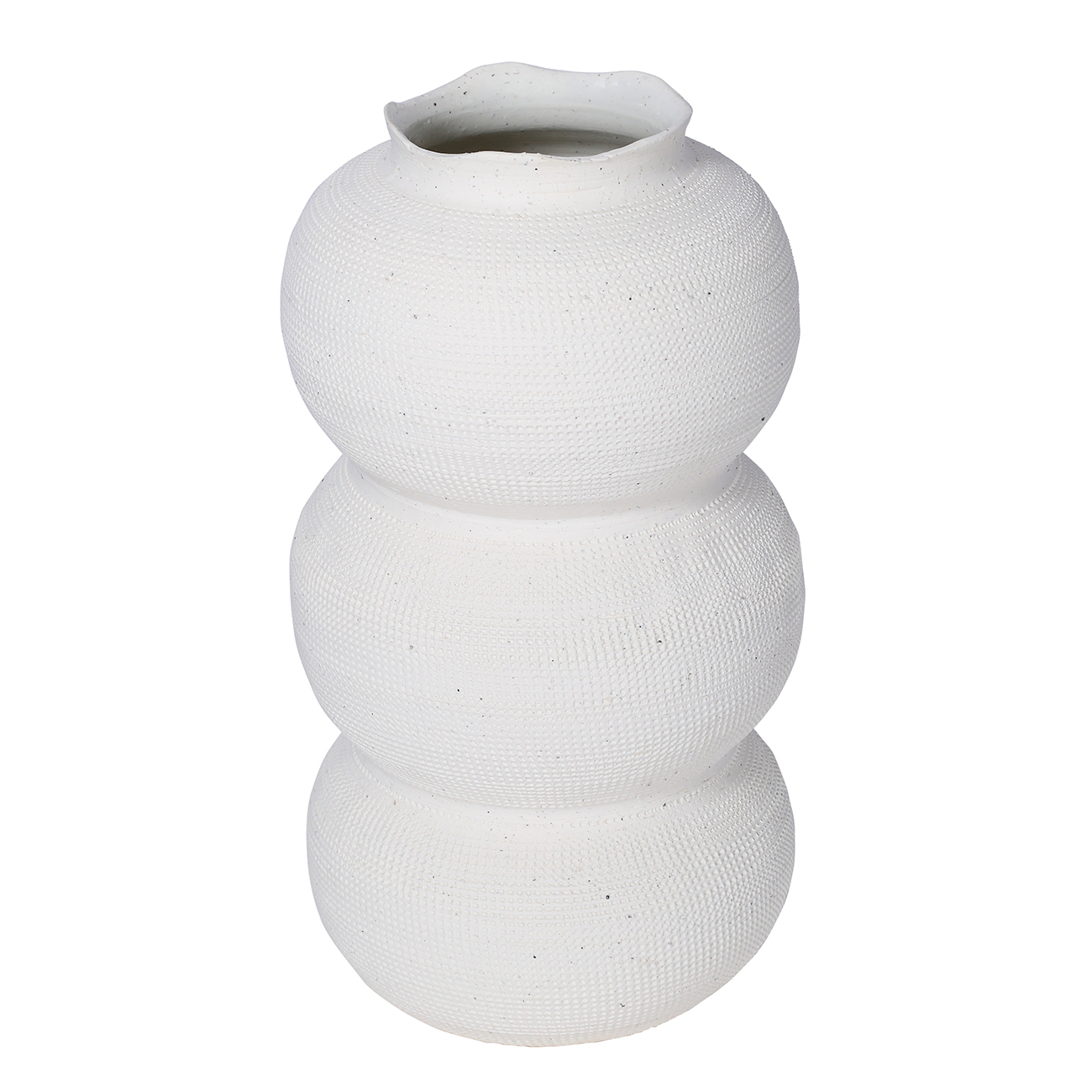 Rhea White Textured Ceramic Triple Bulb Vase Small