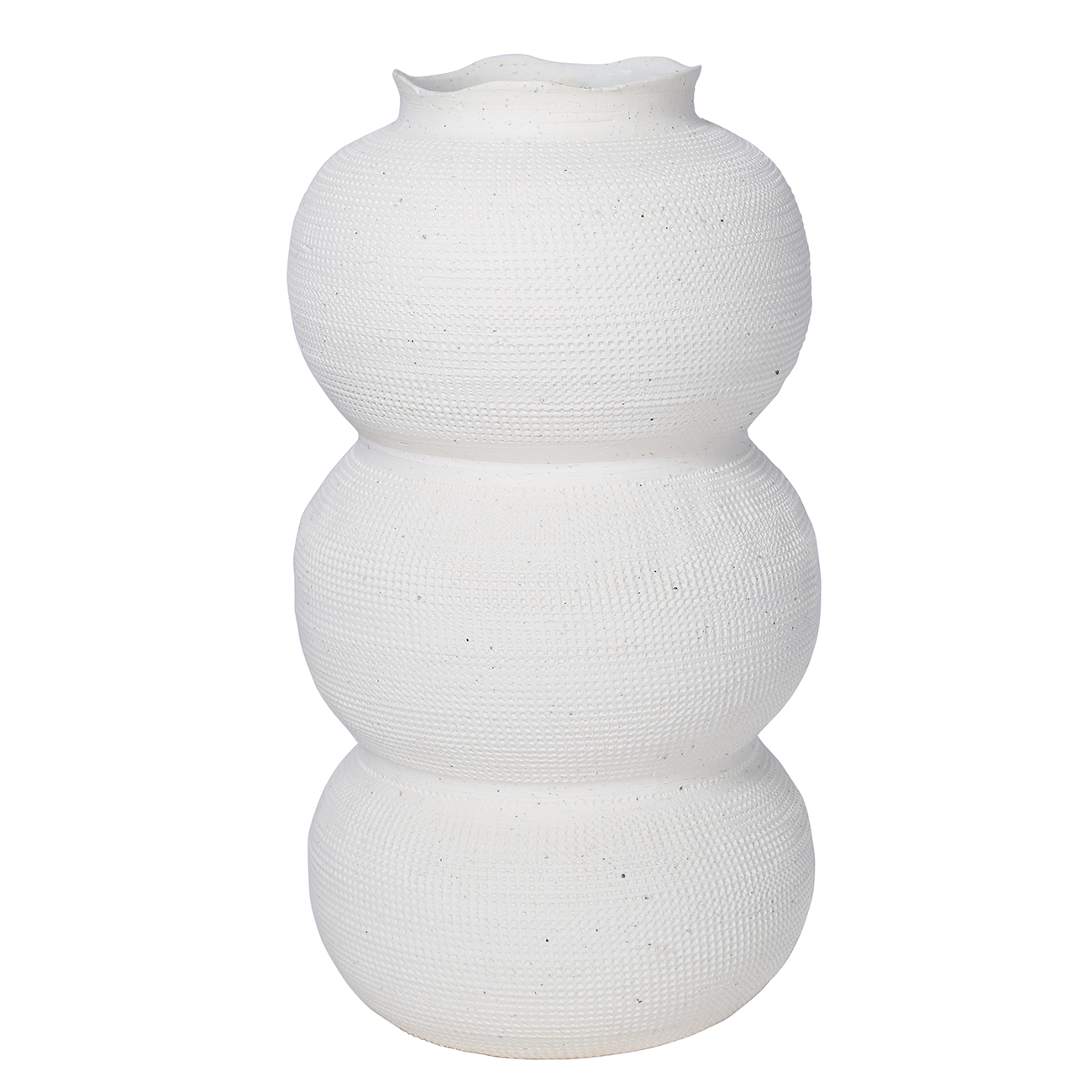 Rhea White Textured Ceramic Triple Bulb Vase Small hover image