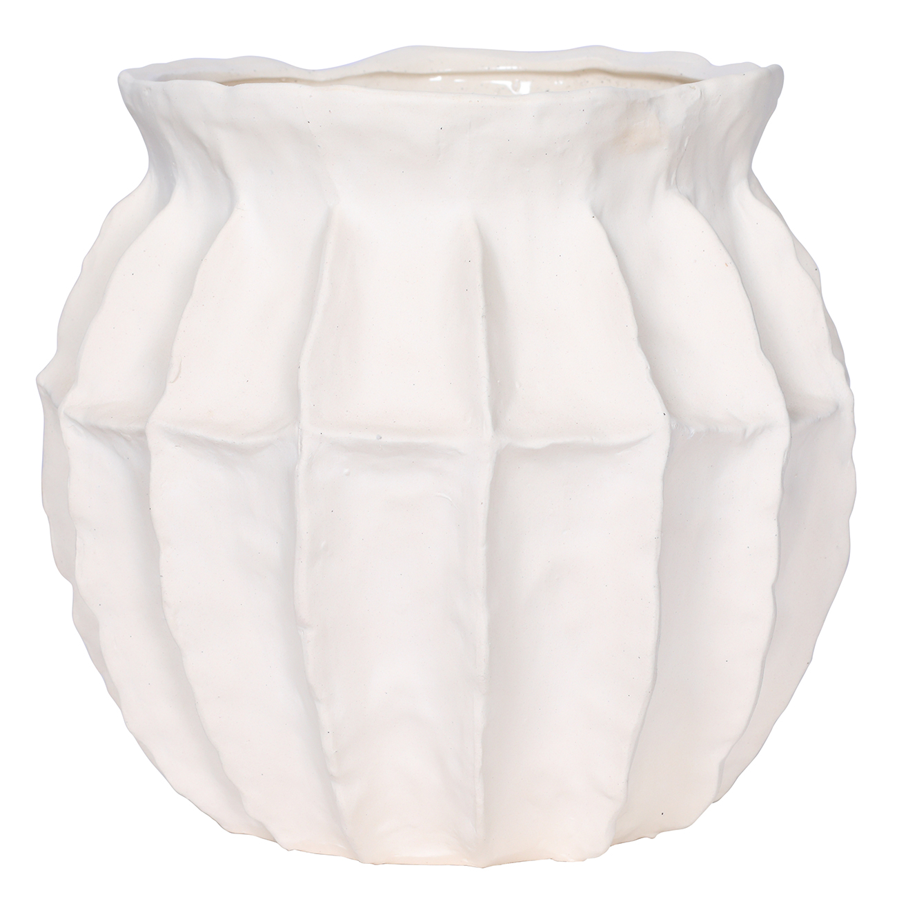 Kova White Ceramic Ribbed Squat Vase Large hover image