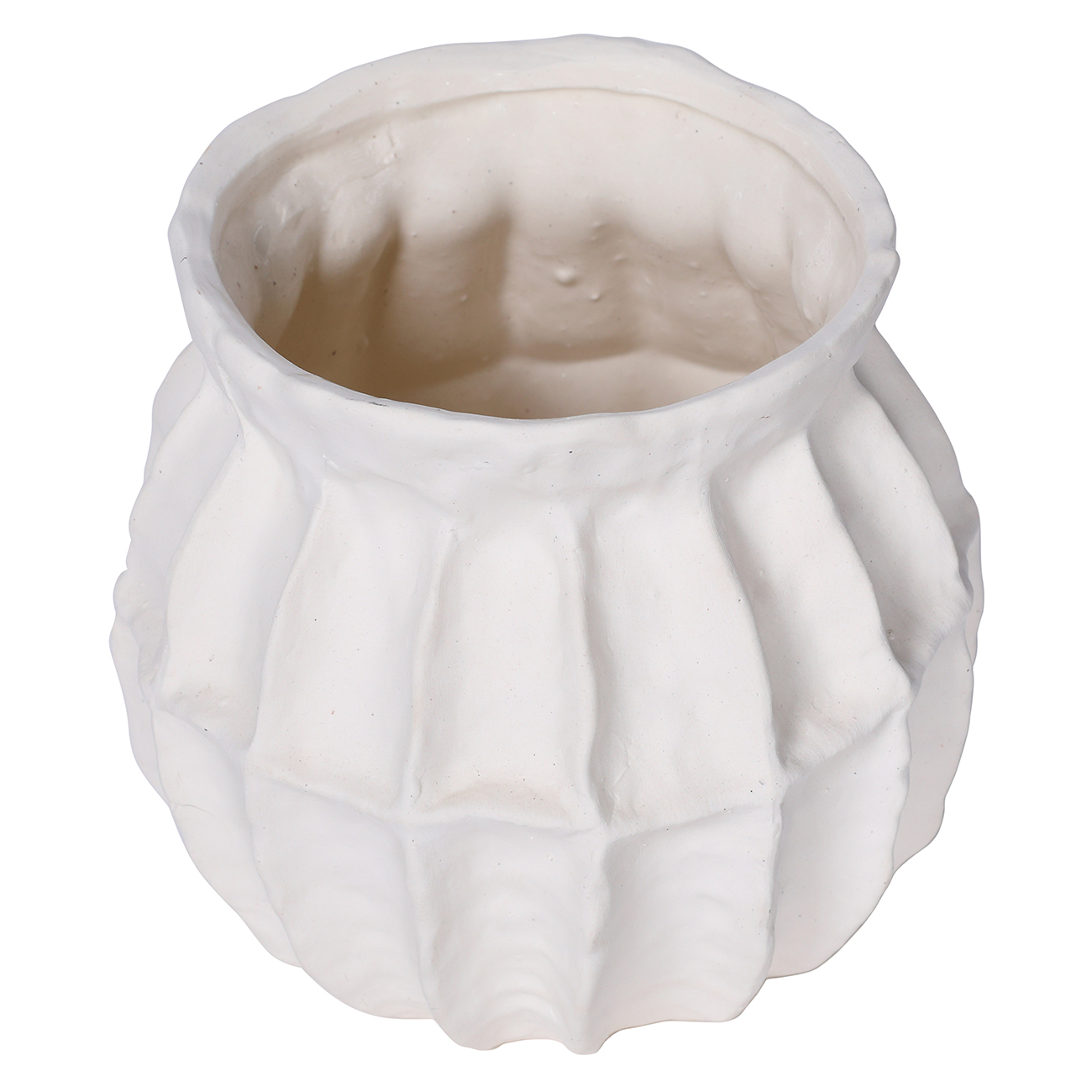Kova White Textured Ceramic Squat Vase Small