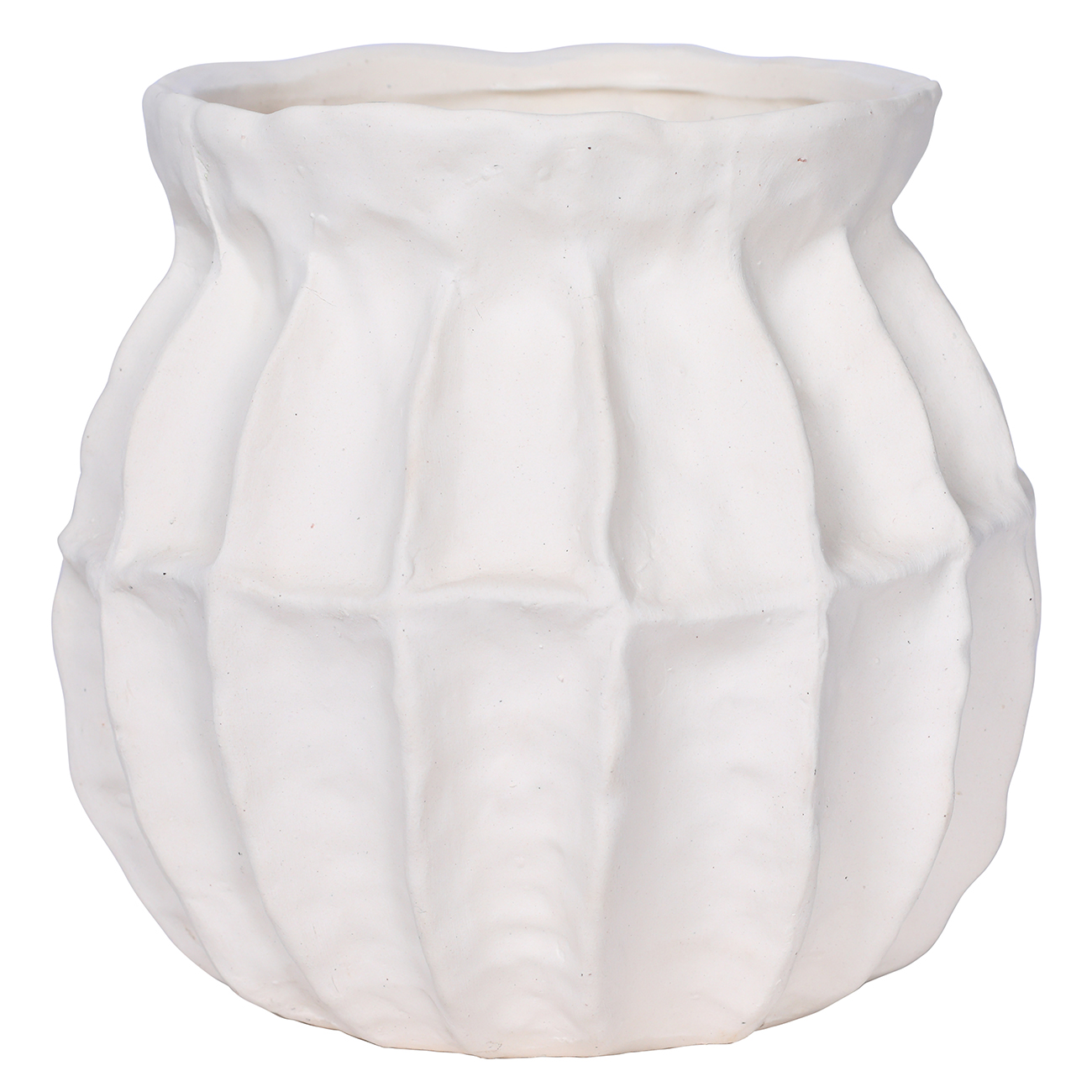Kova White Textured Ceramic Squat Vase Small hover image