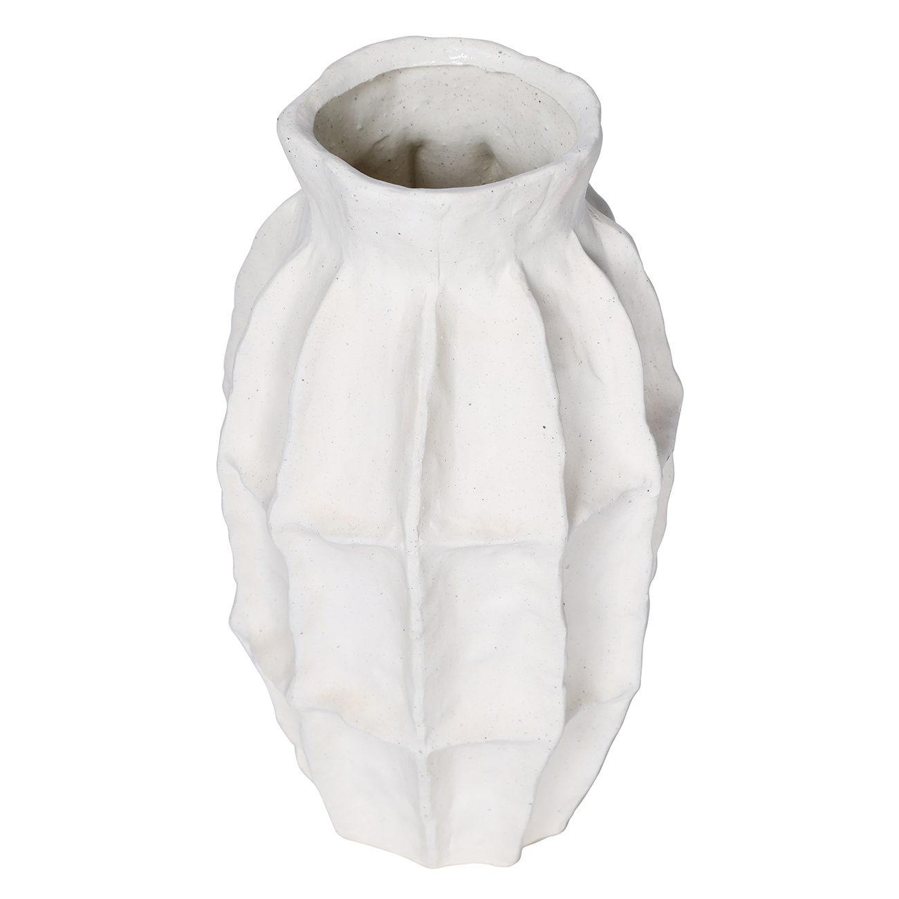 Kova White Textured Ceramic Slim Vase Small