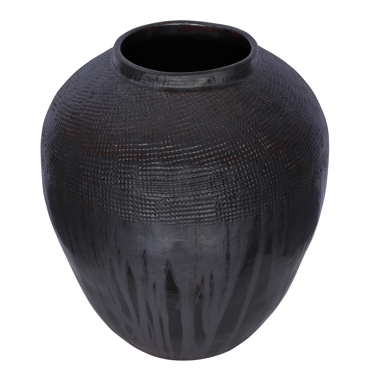 Marnel Black Textured Ceramic Floor Vase