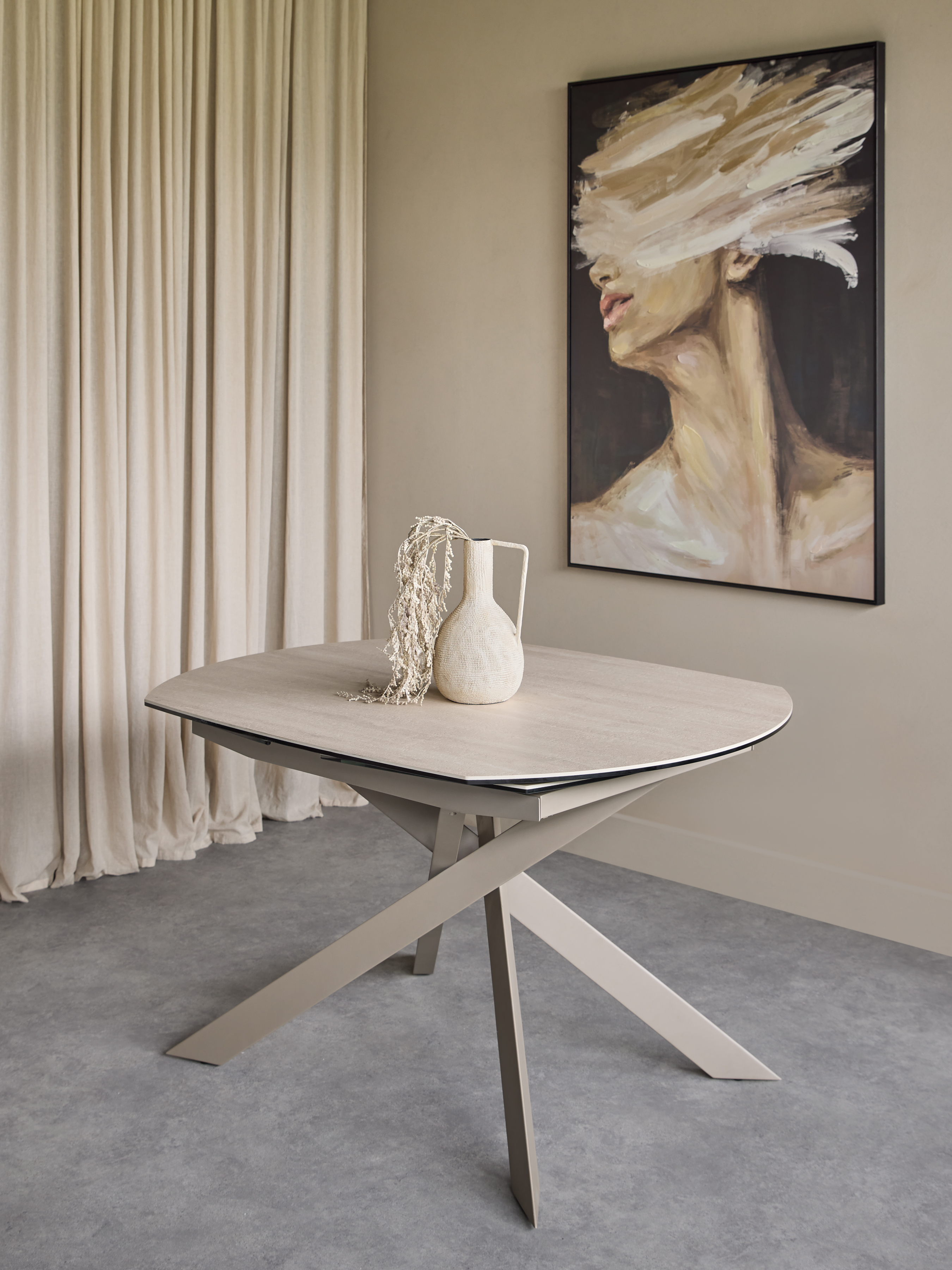 Themsby Extendable Dining Table Warm Stone