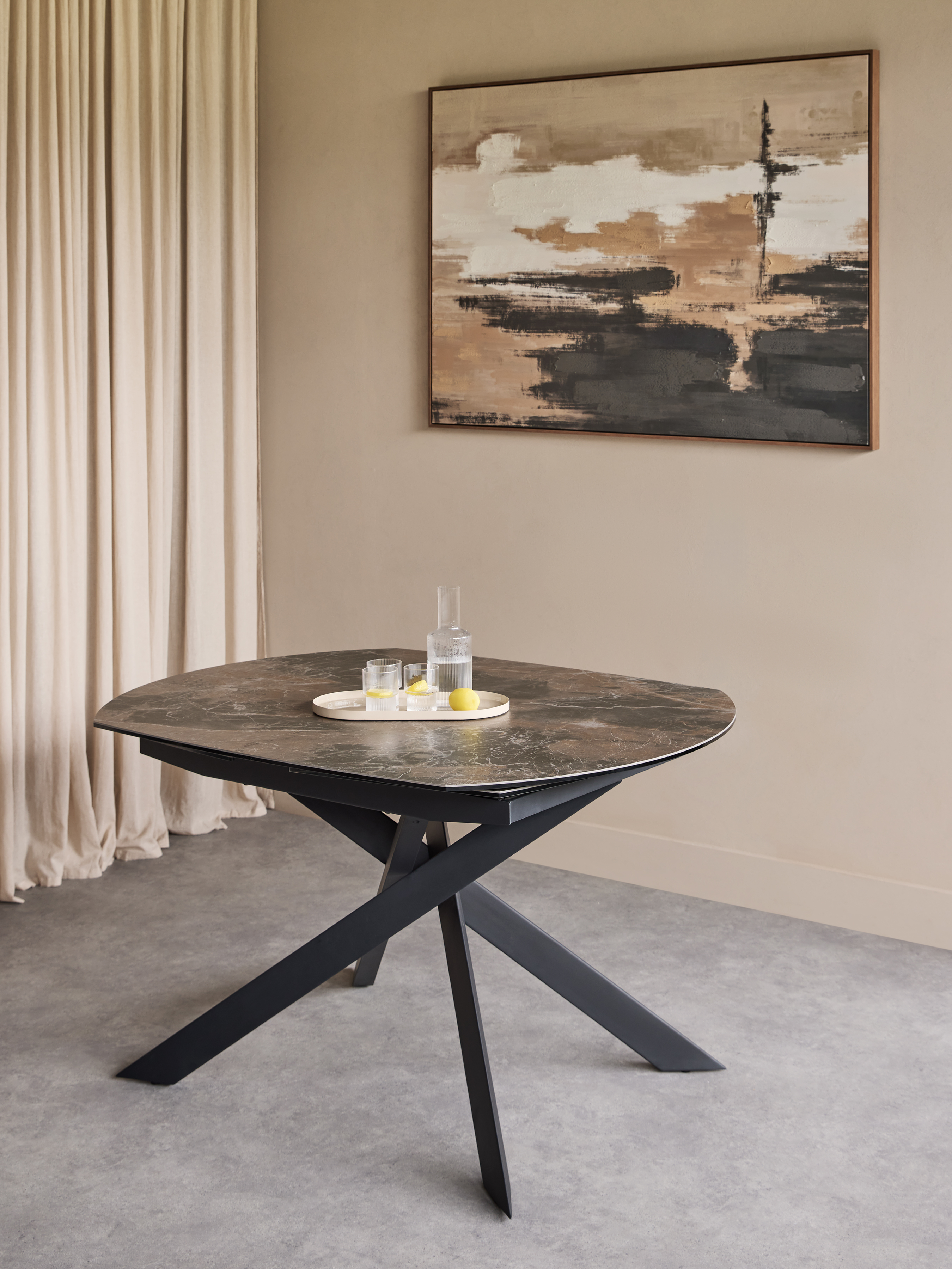 Themsby Extendable Dining Table Smoked Stone