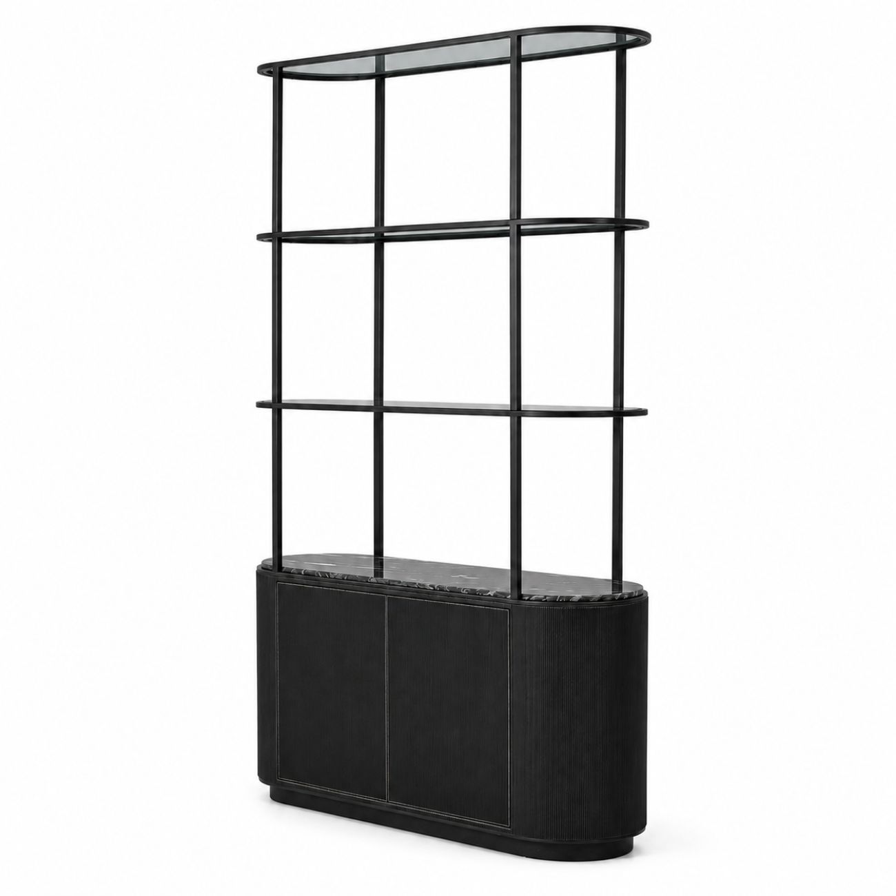 Belvedere Black Shelving Unit With Storage