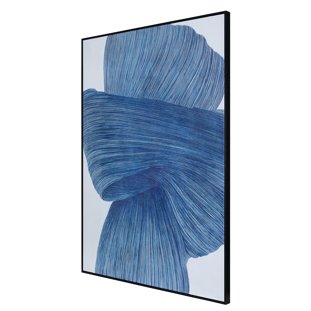 Indigo Flow – Drift Textured Framed Canvas Wall Art 100x140cm
