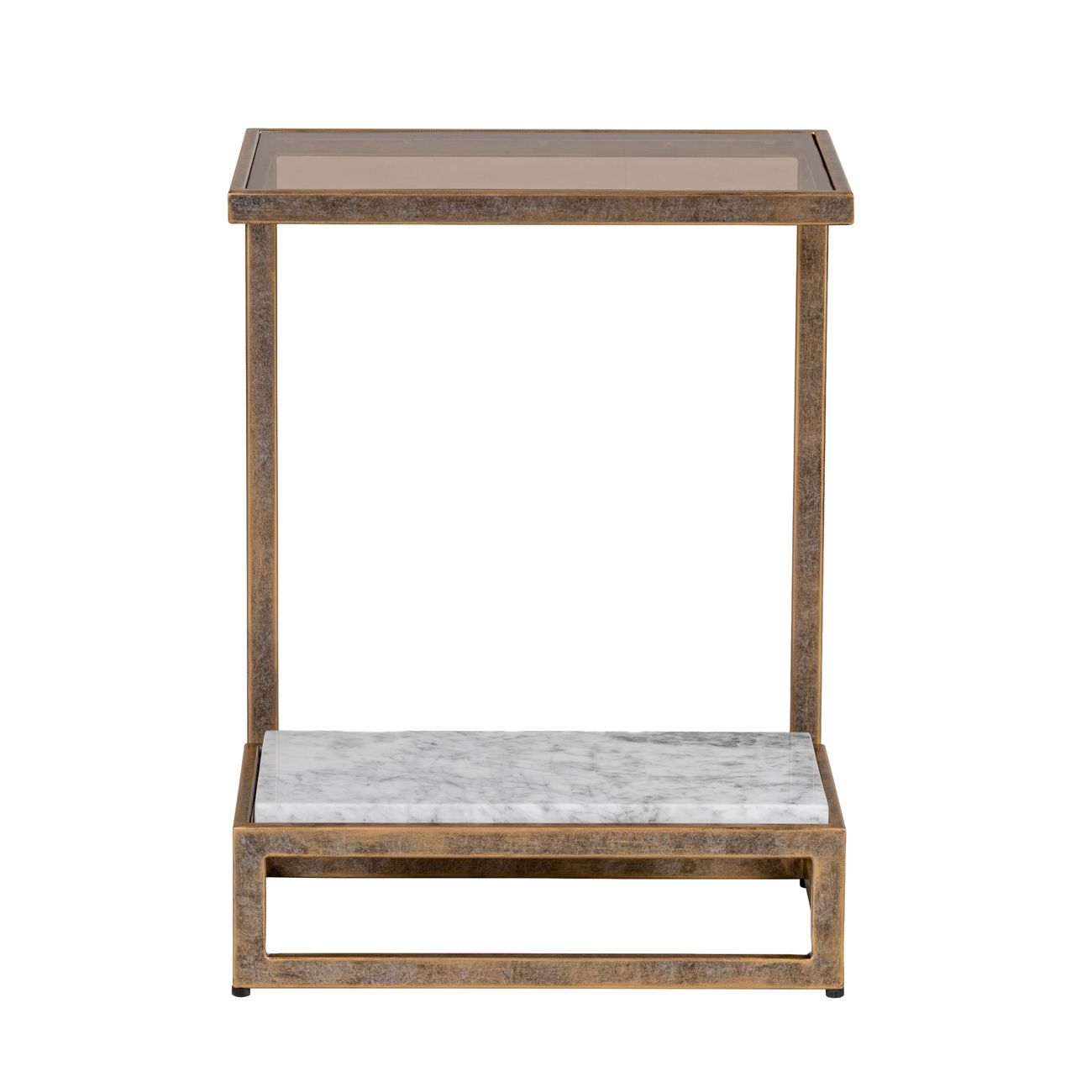 Alicia Two Tier Smoked Glass & Marble Side Table hover image