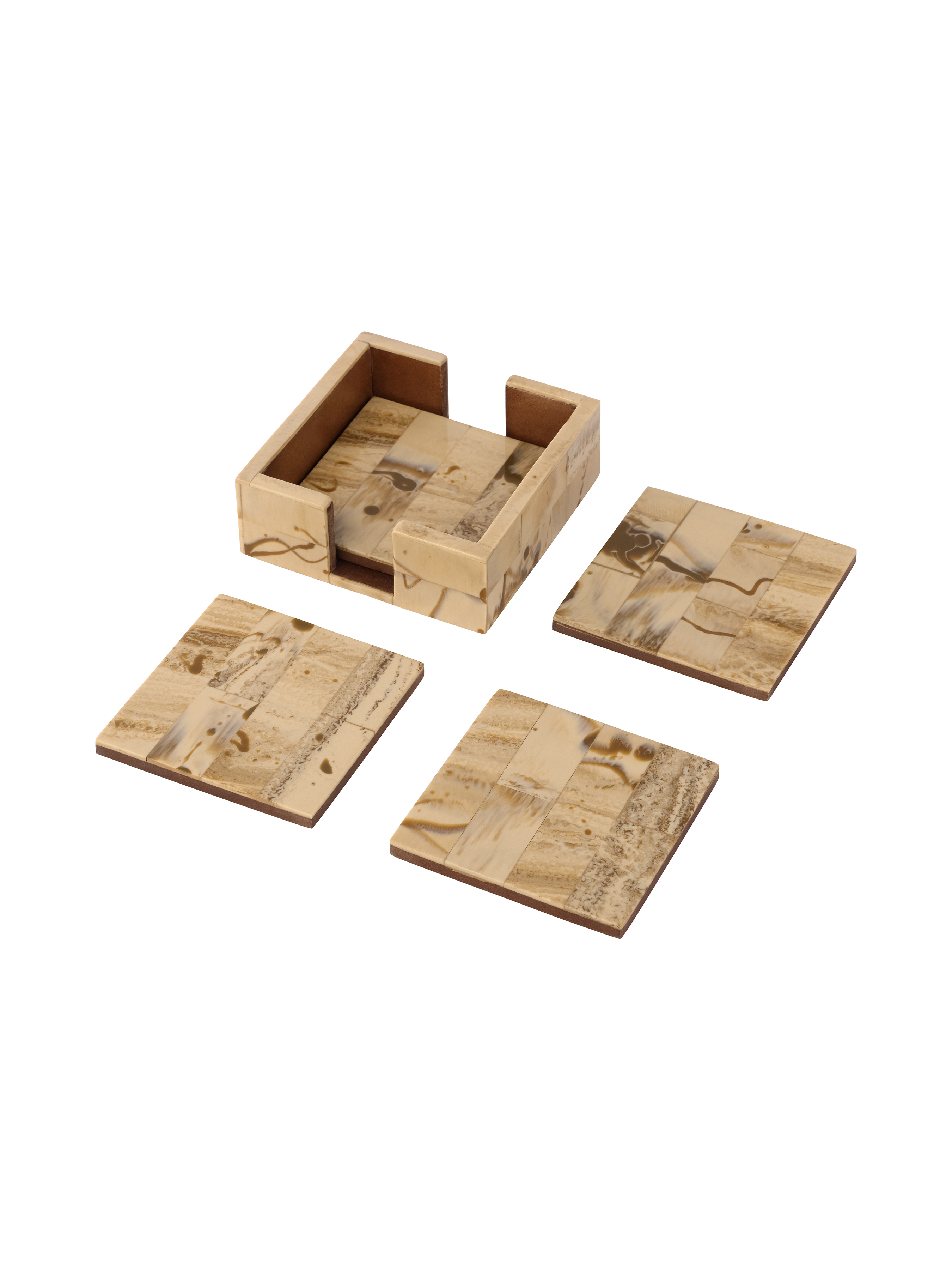 Arden Burlwood Resin Coaster Set of 4