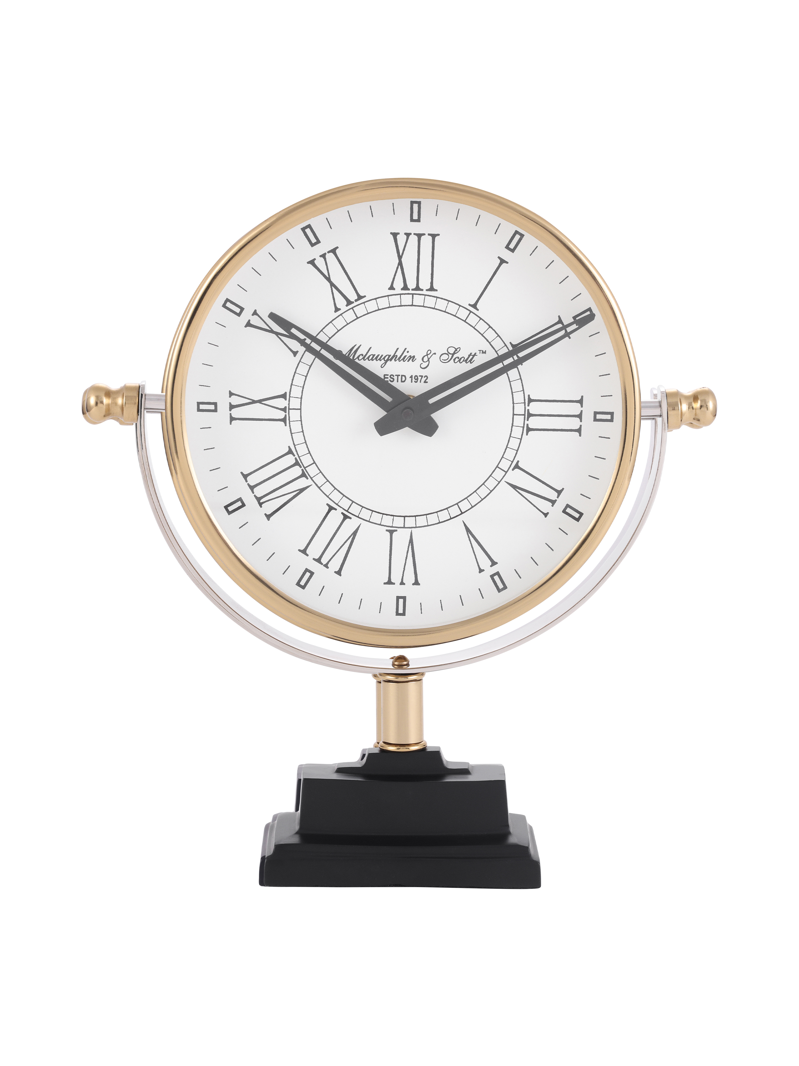 Raventon Gold Pivot Mantel Clock with Pedestal Base hover image