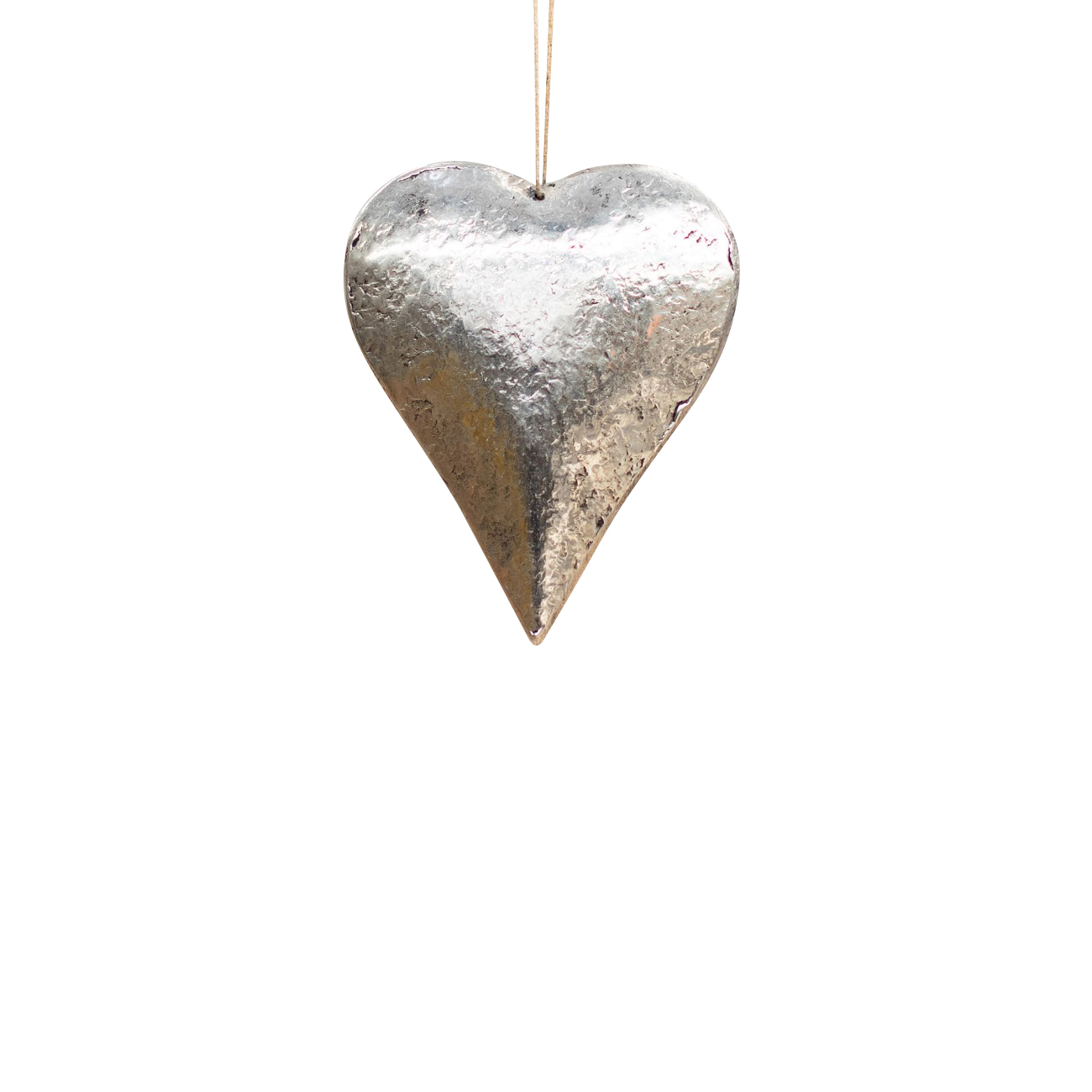 Solvi Hammered Metal Heart Decoration Silver Small thumbnail