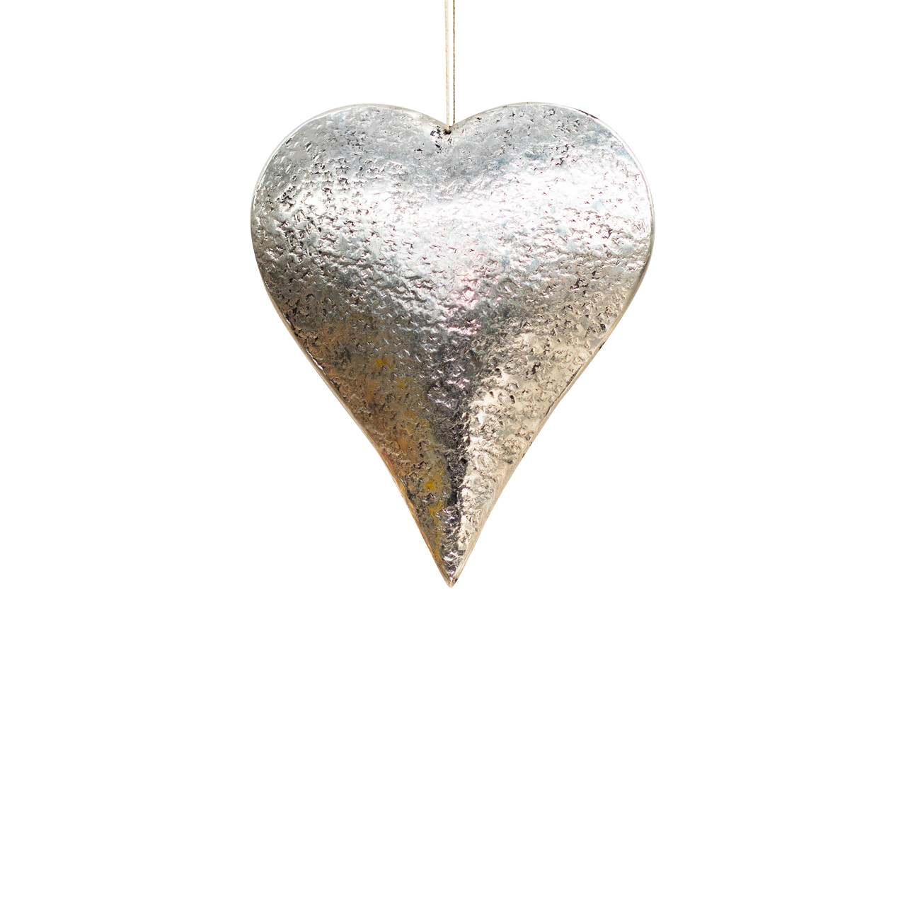 Solvi Hammered Metal Heart Decoration Silver Medium thumbnail