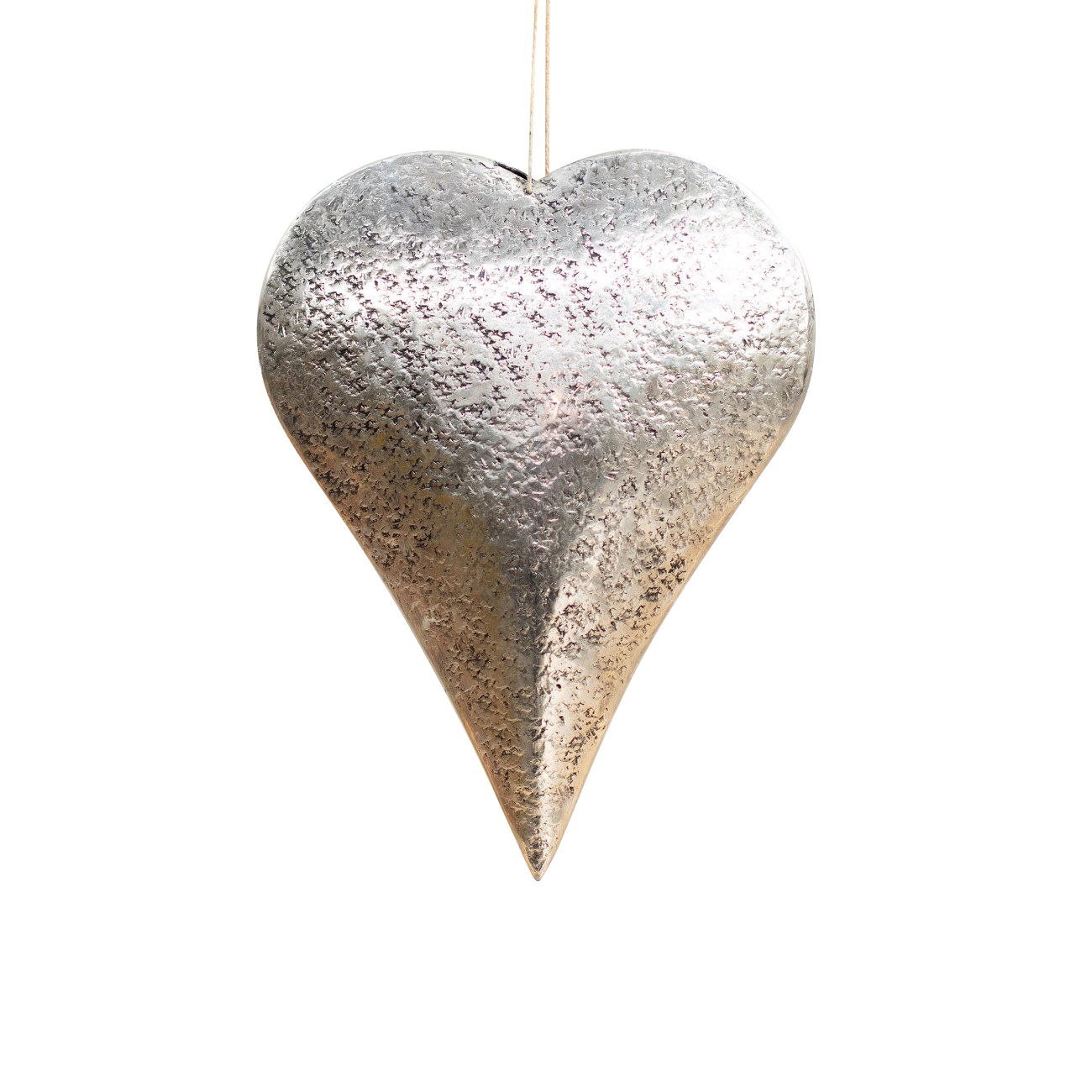 Solvi Hammered Metal Heart Decoration Silver Large thumbnail
