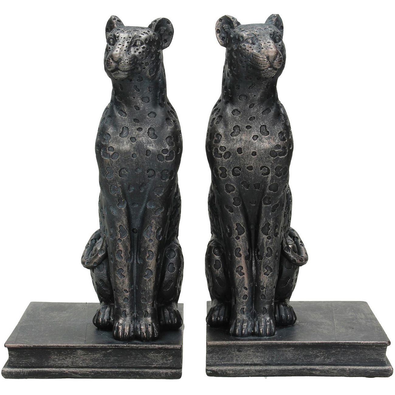 Amur Leopard Book Ends in Black Resin thumbnail