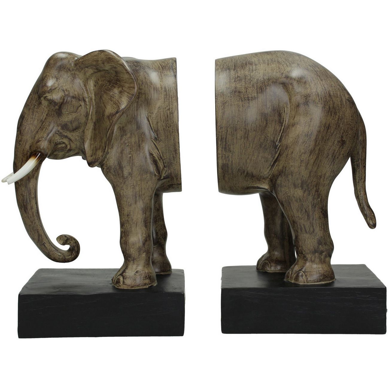 Brown And Black Elephant Resin Bookends thumbnail
