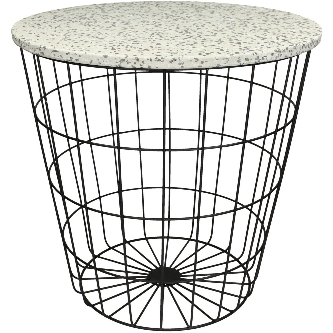 Apr Promo - Terazzo Side Table In Grey And White With Black Metal Mesh Base thumbnail