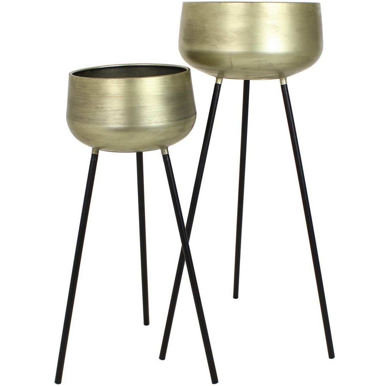 Set of Two Champagne Metal Planters thumbnail