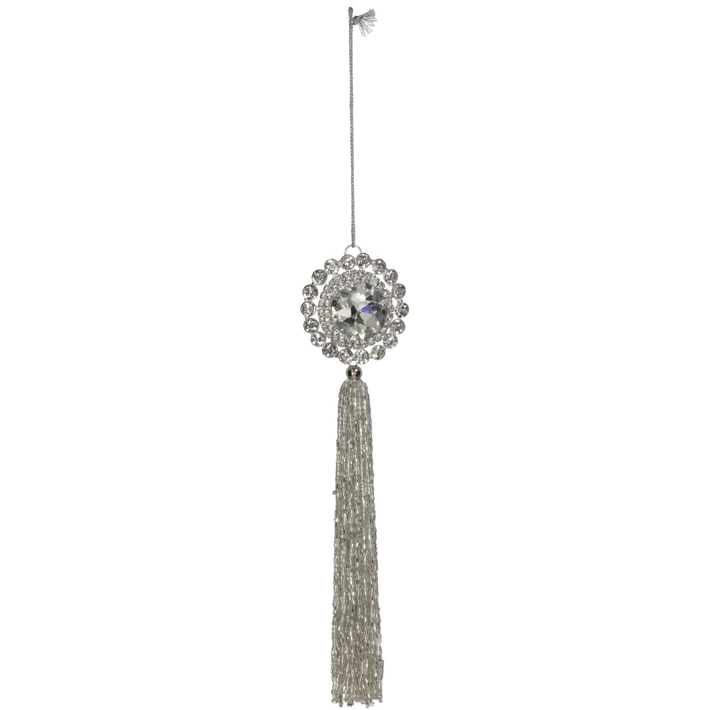 Ornament Tassel Metal Clear 21cm